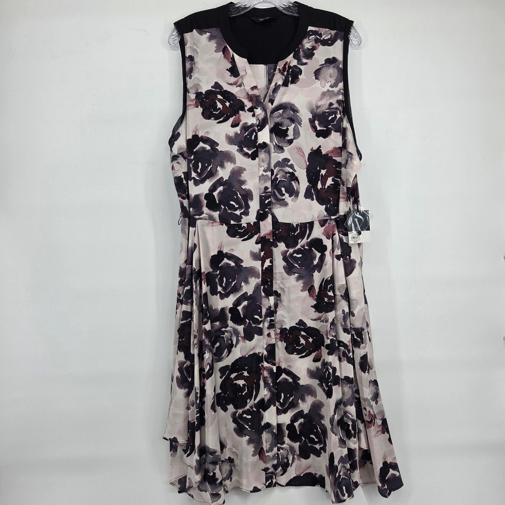 Simply Vera Vera Wang Black and Cream Floral Midi Dress